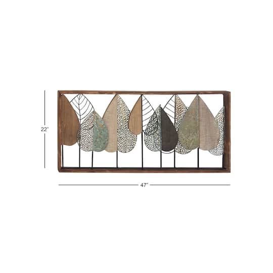 47" Brown Modern Leaves Wall Décor
